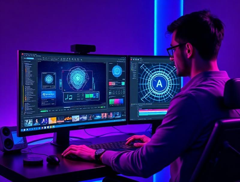 Engineer reviewing AI video dashboards
