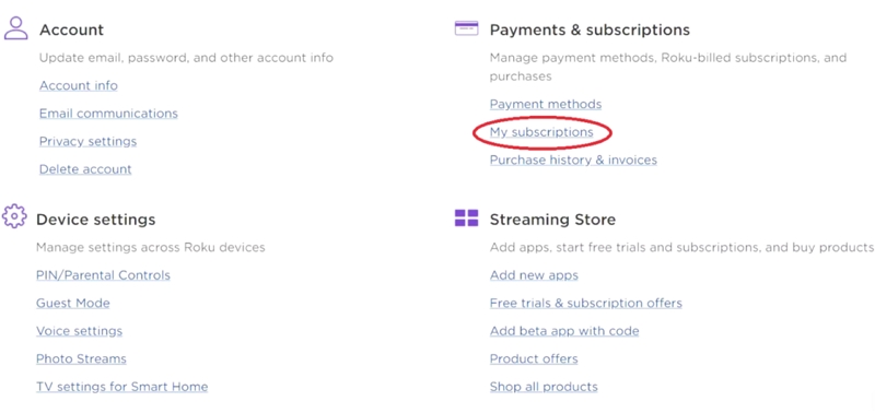 choose >My Subscriptions | how to cancel hulu on roku