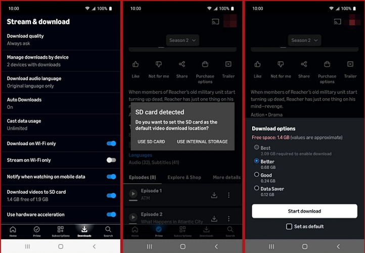 change download location on Android Prime | Download Amazon Purchased Movies