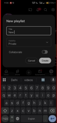 tap Create | Add Videos to Playlists on YouTube
