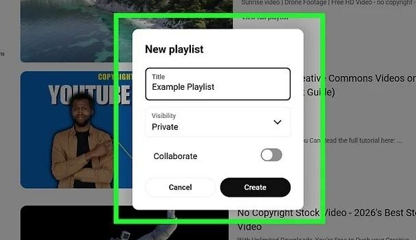 select Create new playlist | The Playlist Does Not Exist on YouTube