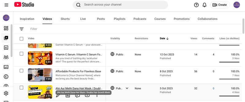 YouTube video likes