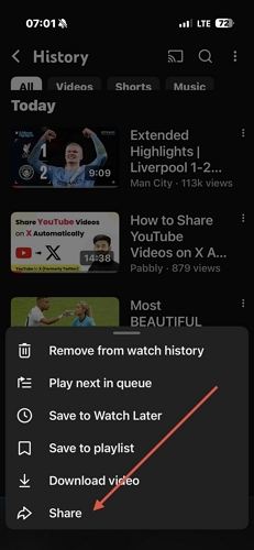 choose Share | Post YouTube Videos on X with Preview