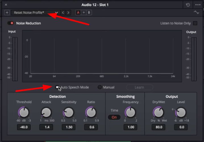 enable Auto Speech Mode | Remove Wind Noise from Videos