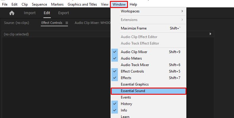 click Window | Remove Wind Noise from Videos