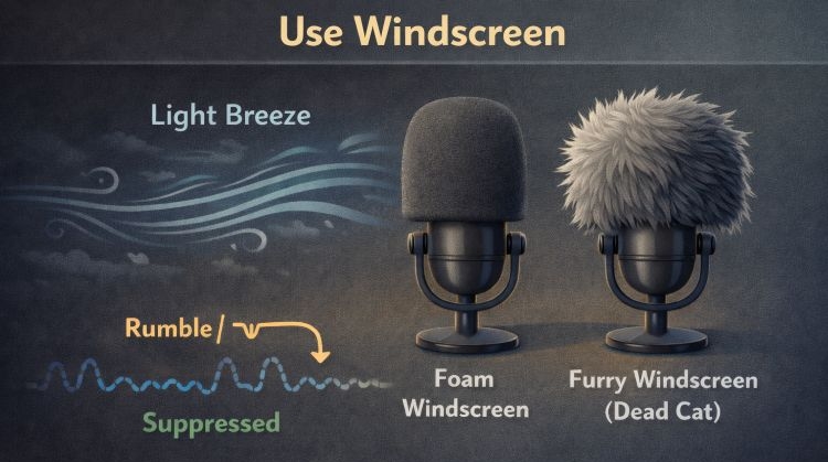 use a windscreen on mic | Remove Wind Noise from Videos