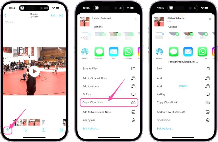 choose Copy iCloud Link | Why Are Videos Sent to Me Blurry on My iPhone